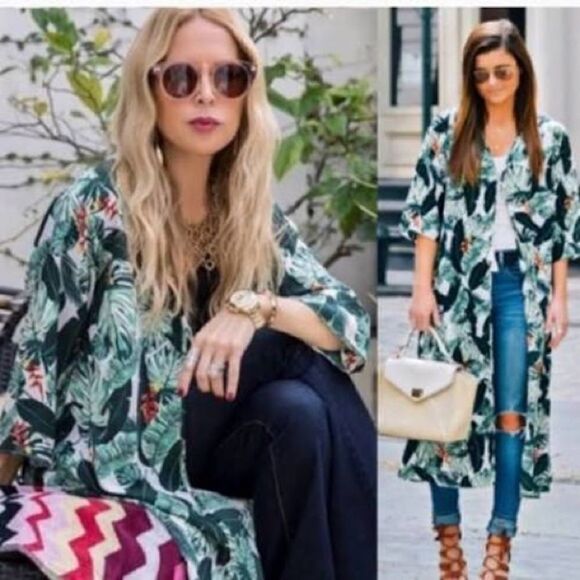 Rachel Zoe Palm Print Duster Swim Coverup, NWT - Picture 2 of 7